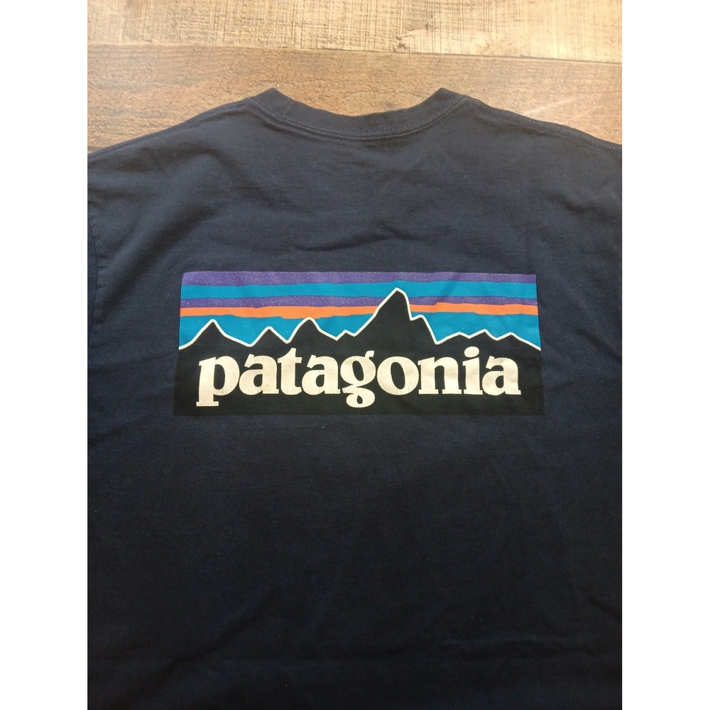Patagonia Regular Fit Regular Mountain Logo Crew Neck Blue Medium T-Shirt 3027